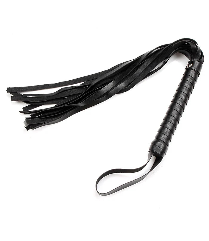 Fouet flogger Big Peach en similicuir noir de 46 cm