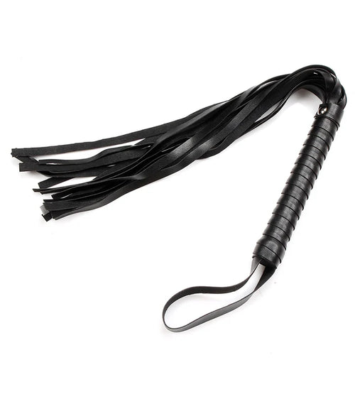 Fouet flogger Big Peach en similicuir noir de 46 cm