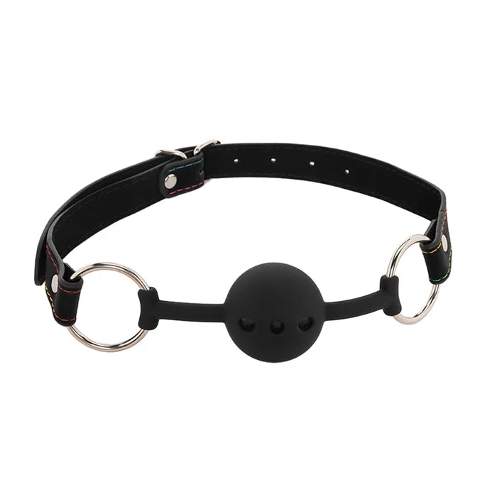 Bâillon boule Starlight en silicone noir avec sangle réglable