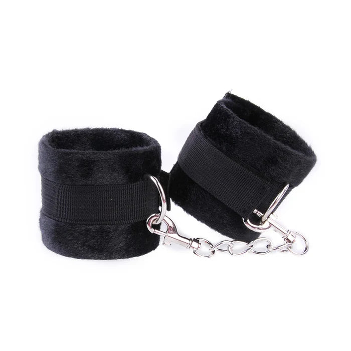 Menottes BDSM Bad Cuff rembourrées noires avec chaîne métallique
