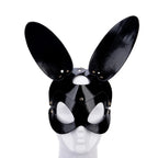 Masque lapin Dominion en similicuir noir avec sangle réglable