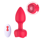 Fire Gem plug anal vibrant rouge à base en forme de rose